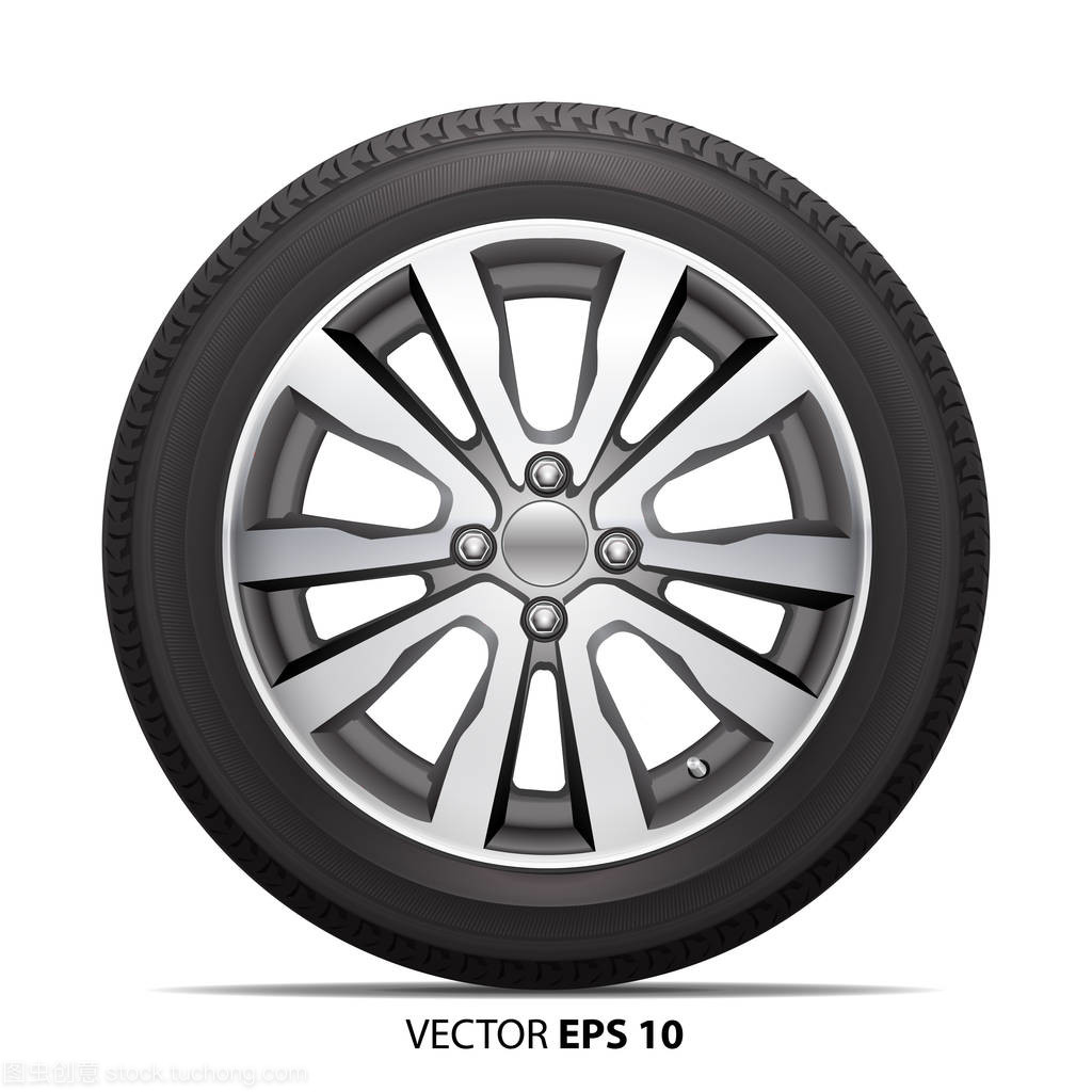 白色背景矢量汽車車輪合金輪胎徑向
